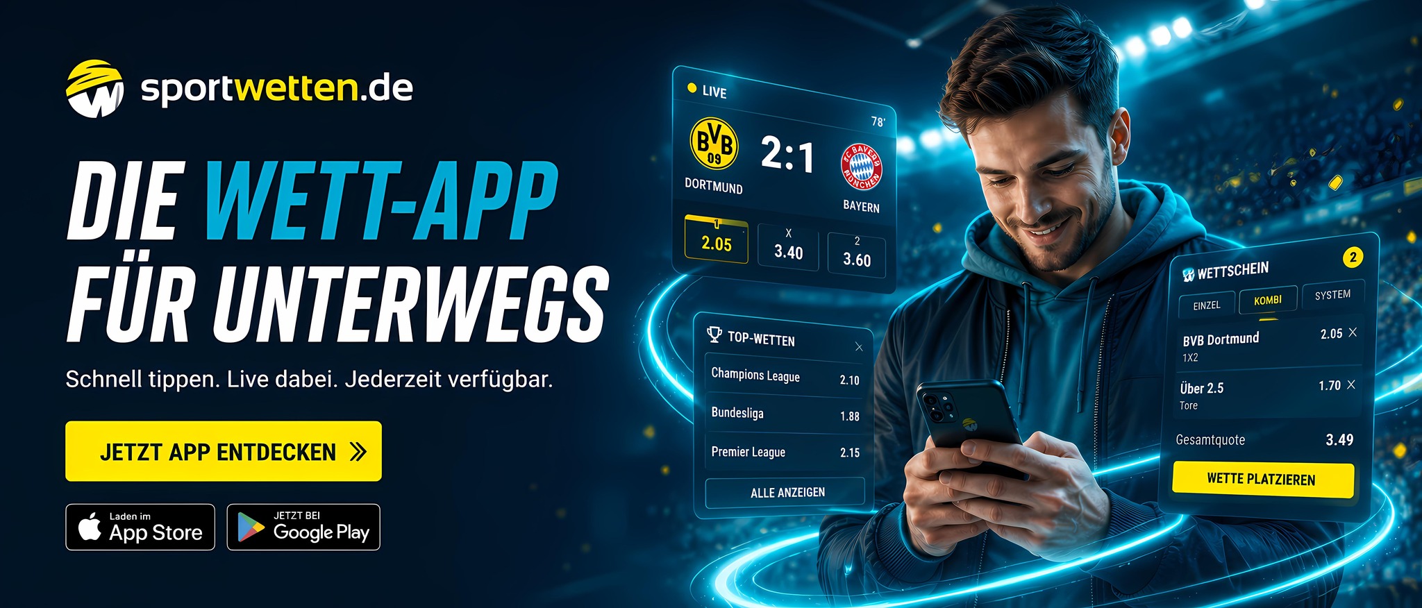 Die Wett-App für unterwegs
